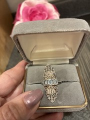 Vintage Art Deco Marcasite Crystal Sterling Silver Ring Size 8.5