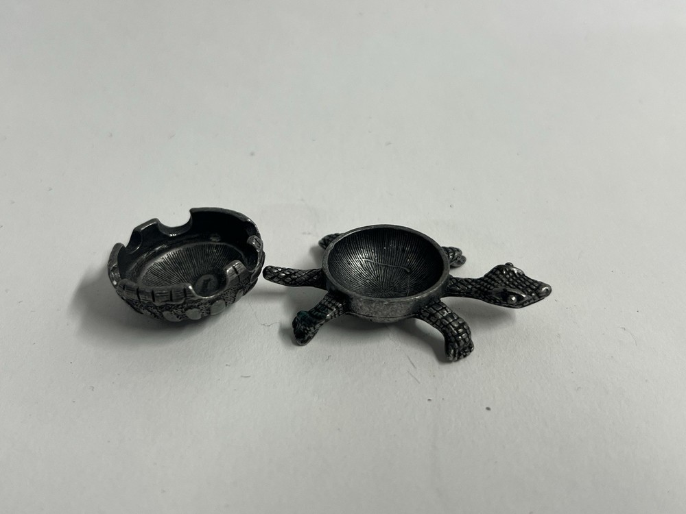 Vintage Trinket Jewelry Box Set Torino Pewter Turtle Box