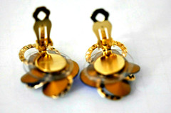 BRIGHT SAFFIRE BLUE CLIP EARRINGS WITH CLEAR STONES MAN MADE