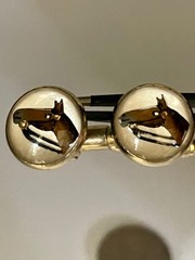Vintage Essex Crystal Style Reverse Painted Horse Head Equestrian Cufflinks
