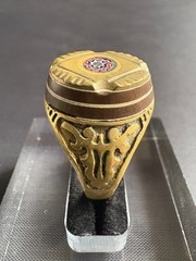 Handmade Tuareg Brass Ring Geometric Patterns & Rosette Motif Ring Size 11 US