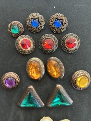 Vintage Costume Jewelry Button Lot Of 20 Yellow Red Blue Purple Green Gray White
