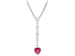 Antique 2.10Ct Pear Cut Ruby and 2.04Ct Diamond Platinum Pendant Circa 1915