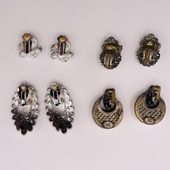 Vintage Clip On Earrings Lot Of 4, Midcentury To Late Century