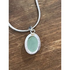 Sterling Silver Prehnite Necklace & Earrings Set 18” Snake Chain