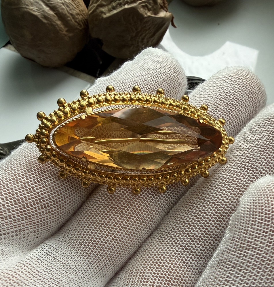 Vintage Soviet gold-plated yellow brooch pin