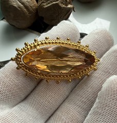 Vintage Soviet gold-plated yellow brooch pin