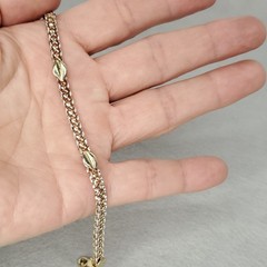 Vintage Vior Sterling Silver Bracelet Link Gold Vermeil Leaves 6 3/4″