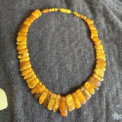 Old Amber Necklace 19” Vintage See Photos 1 Piece Is Broken
