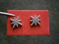 Star with Clear Crystals Vintage Sterling Silver Stud Post Earrings 2.7g