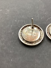 Vintage Costume Fashion Jewlery Sterling Silver Coin Pierced Earrings.