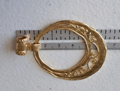 LIRM Sterling Silver Gold Plated Vintage Israel Large Circle Scroll Pendant