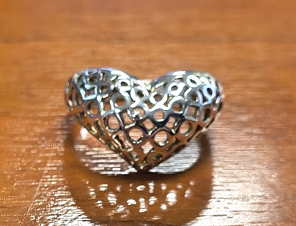 Estate 925 Sterling Silver Filigree Dome Heart Ring Size 8