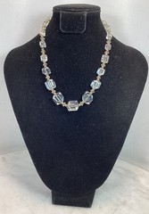 Antique VTG Art Deco Gold Filled Rhombic Graduated Cut Crystal Glass Necklace