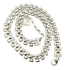 Vintage Anne Klein Silver Tone Panther Link Choker Necklace Tank Track 18″ AK