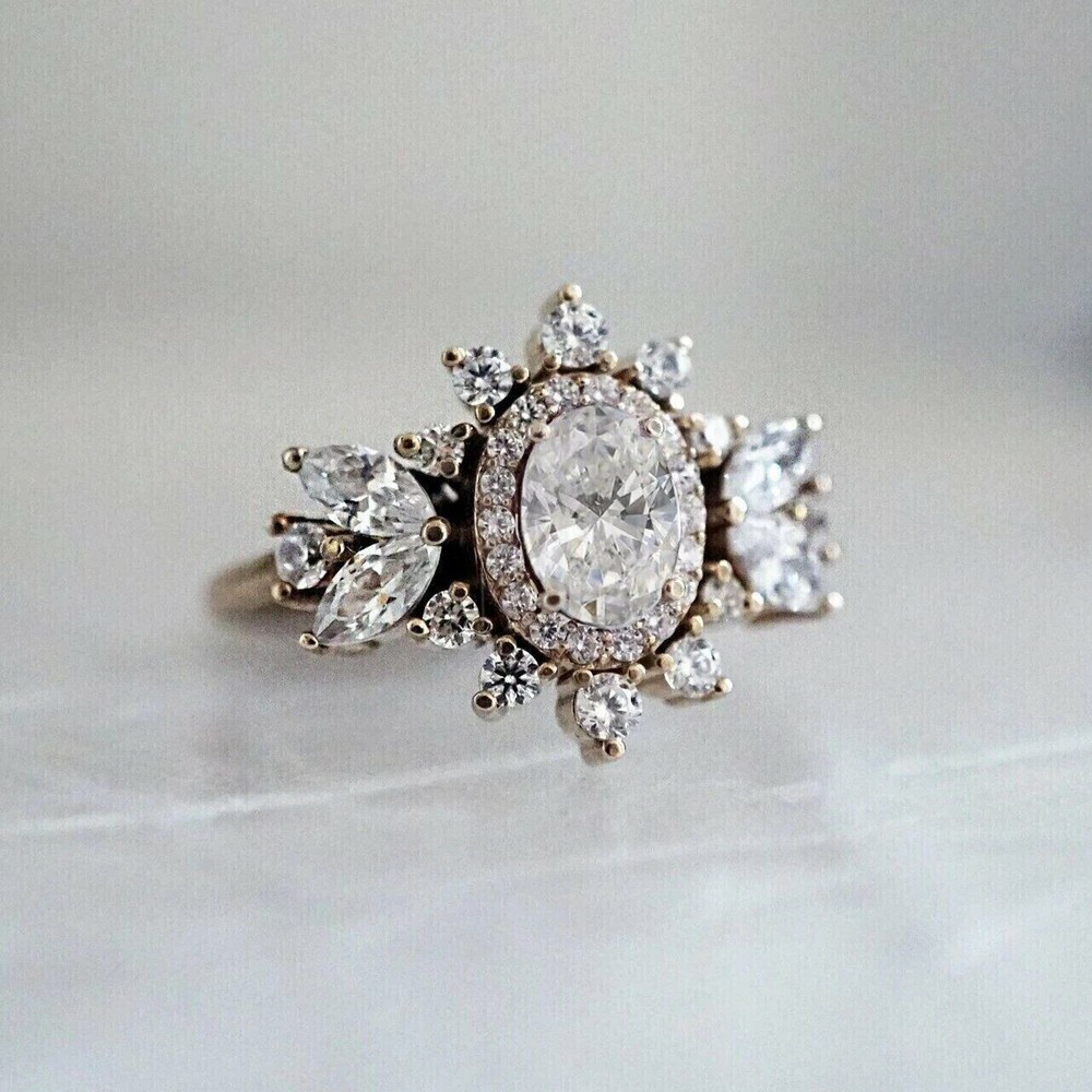 3CT Oval Cut Lab Created Diamond Women’s Engagement 14K Rose Gold Finish Ring