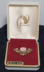 Vintage Princess Brand Rose Bud Brooch 24 KT GE Pin Victorian Style Jewelry