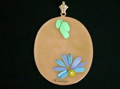 Vtg Artisan Copper Enamel Floral Pendant 70s Boho Chic Hippy Abstract by LAURA