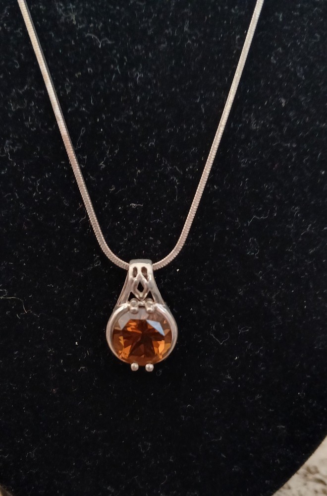 Smoky Quartz 925 Pendant Necklace 18″ Chain