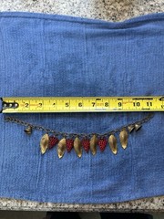 VINTAGE GLASS GRAPE CLUSTERS WITH BRASS BELLS & LEAVES BRACELET COSTUME JEWELERY