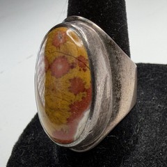Vintage Sterling Silver Poppy Jasper Statement Ring Sz 7.25 16g Southwestern