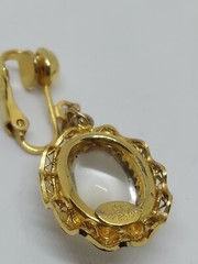 Vintage Art Deco Style Clear Quartz Cabochon Earrings GF 1/20 12K JJJ Signed