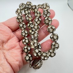 Vintage Rhinestone Necklace Disco Ball Style 16″ 1950s 1960s Mid Century
