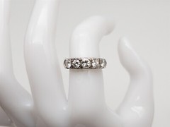 Vintage 1940s $6000 5 Stone 1.50ct VS H Natural Diamond 14k White Gold Band Ring