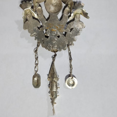 Vintage Peruvian Pendant Silver Tone Figural Peacock Bird READ