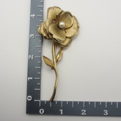Vintage Francois By Coro Brooch Flower Textured Gold Tone Statement Large 4 Inch
