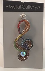 Metal Gallery Charm Rainbow Multicolored Treble Clef Stone Jewels