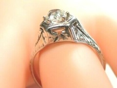 Art Deco Antique 1920’s Diamond Engagement 18K White Gold Ring Size 6.5 EGL USA