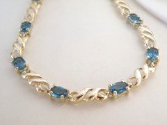 Sterling Silver 925 Natural Heated London Blue Topaz Tennis Bracelet 8″