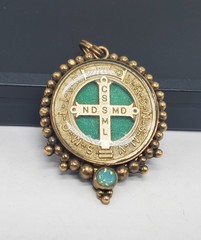 VSA Virgins Saints and Angels Pendant Gold Vintage Antique Even Sided Cross