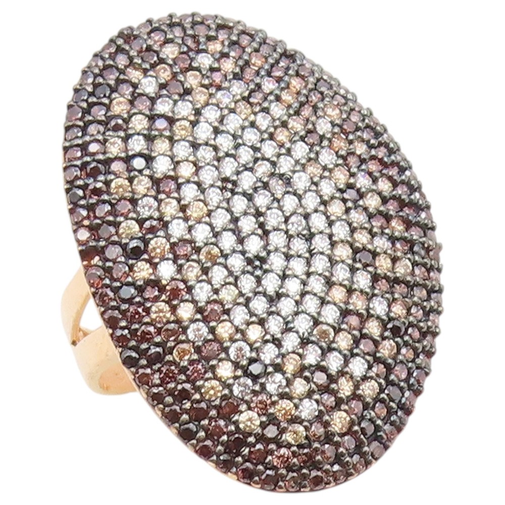 925 Sterling Silver Vintage Ring Gold Plated Multi Color CZ Band Sz 6.5 RG36843