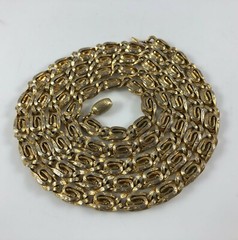 Vintage Gold Toned Reversible Two Sided Unusual Snake Links Long Chain Necklace