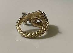 Vintage Goldtone & Rhinestone Cornucopia Ring with Inset Sizer for Fit