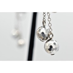 Vintage Crystal Clip On Earrings Silver Chain Disco Ball Chain Drop 1950s A23