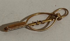 Swank Horse Riding Crop Equestrian Tie Bar Gold Tone Tie Clip Vintage