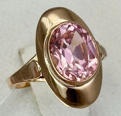 USSR Vintage Original Rose Gold Amethyst (lab. made) Ring 583 14K 3,63 g 6,25 US