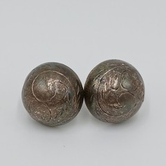 VTG 925 Dome Stud Earrings 0.5in Sterling Silver 3.85g Etched Swirl Estate READ