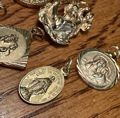 Vintage to Modern Lot of 6 Gold Tone Christianity Angel Mary Pendants Charms