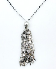 Vintage 925 Italy Sterling Silver Chain Tassel Necklace 32 in