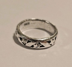 Custom Poured Signed Berry Jewelry Co. Sterling Deco Star Band Sz 9.75 #S55/01