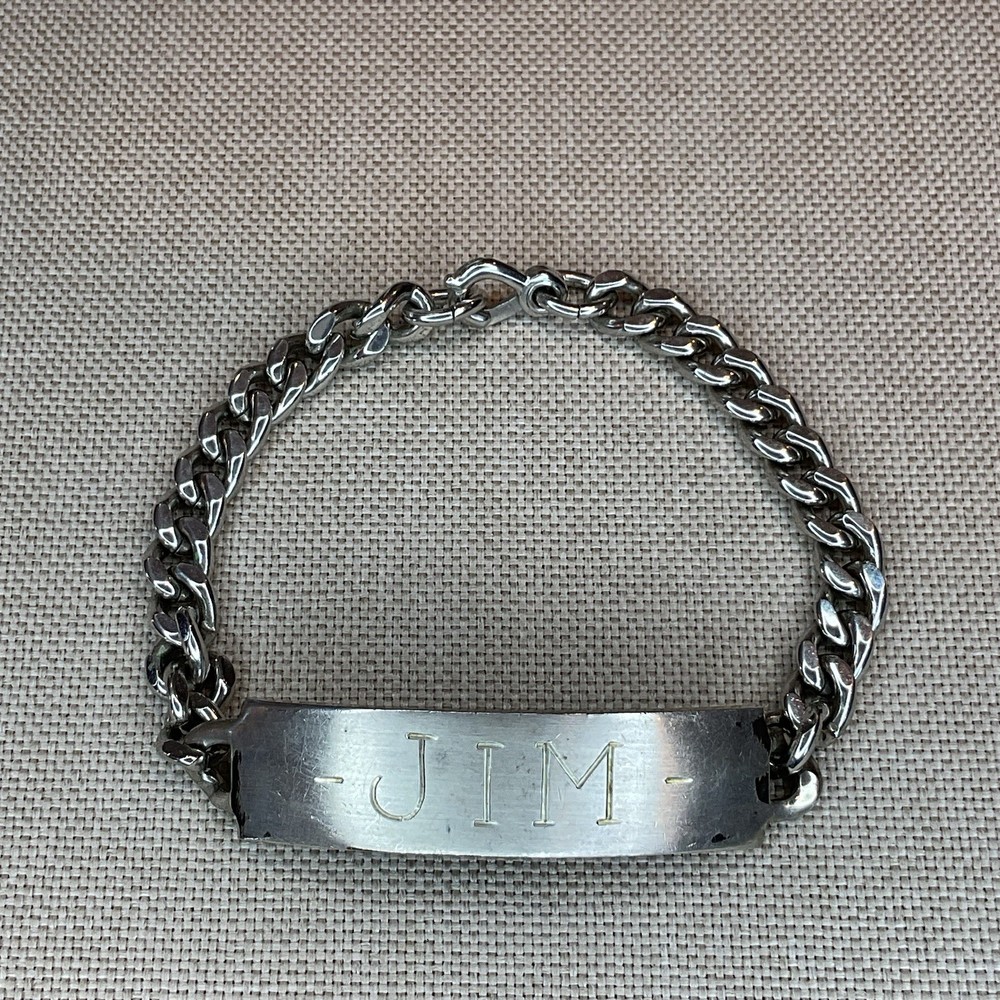 Vintage Marked Sterling Signed Elco ID Bracelet 34g Engraved Jim Always Jo