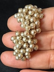 Vintage Faux Pearl Cha Cha Brooch Earring Set French Trombone Clasp Clip On READ