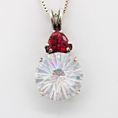 Vintage AGI 925 Italy Pink Tourmaline Supernova Quartz Solitaire Necklace 4.59g