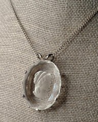 Vintage Large Faceted Glass Intaglio Cameo Pendant Necklace Victorian Revival