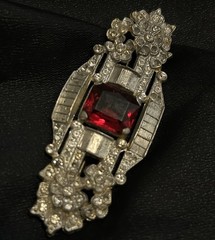 Art Deco 1930s Signed Rhinestones Brooch Pin – Needs TLC