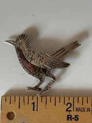 Vintage 925 Sterling Silver Abalone Inlay Bird Brooch Pin Mexico
